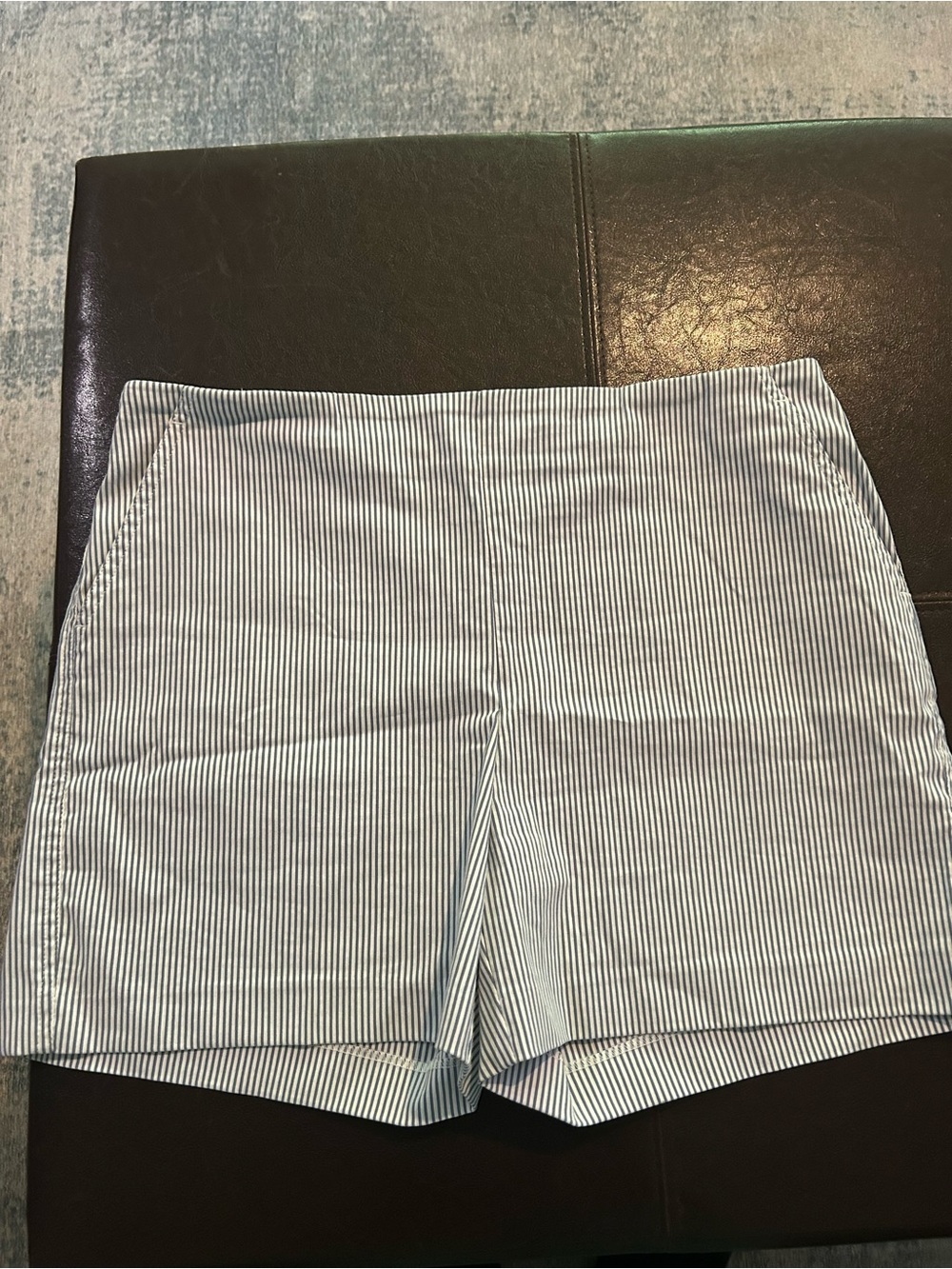 Carolina Belle Navy and White Seersucker Bermuda Shorts